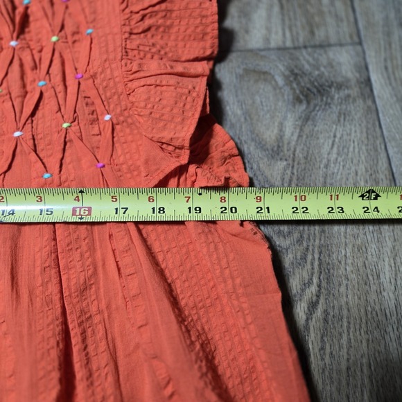 THML The Norah Embroidered‎ Button Down Shirt Womens Large Orange NWOT - Picture 5 of 10